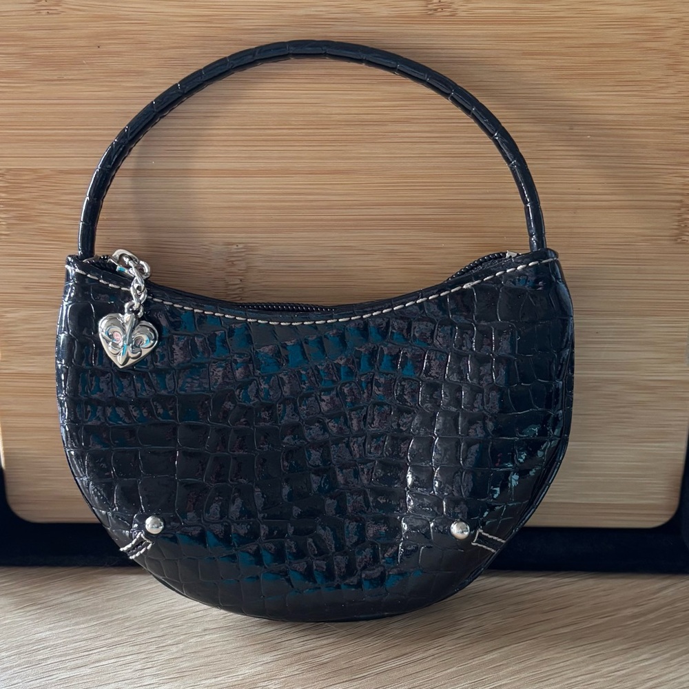 Kathy Van Zeeland Black Crocodile Mini Purse